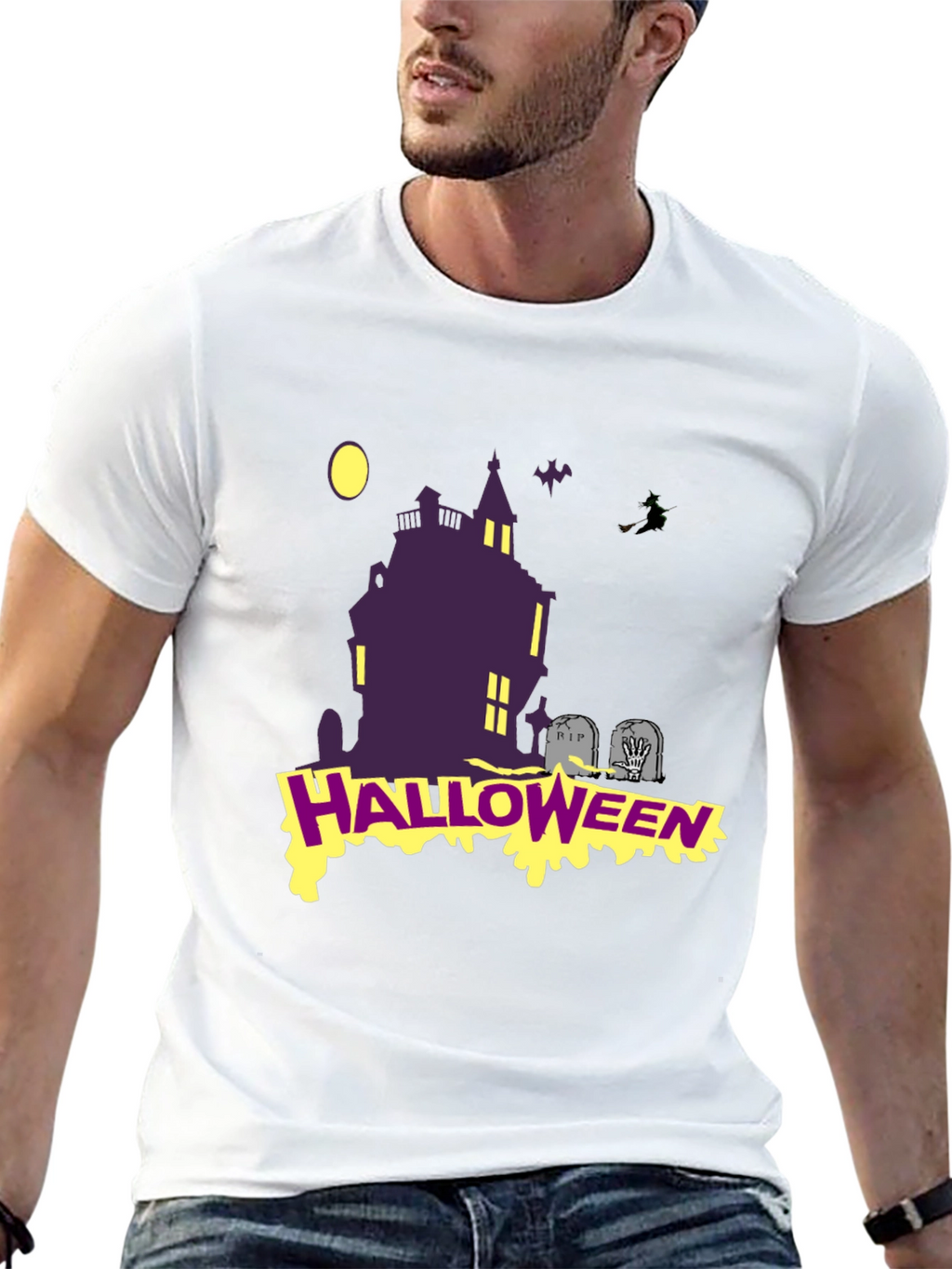 Halloween Graphic T-Shirt: Spooky Haunted House Tee