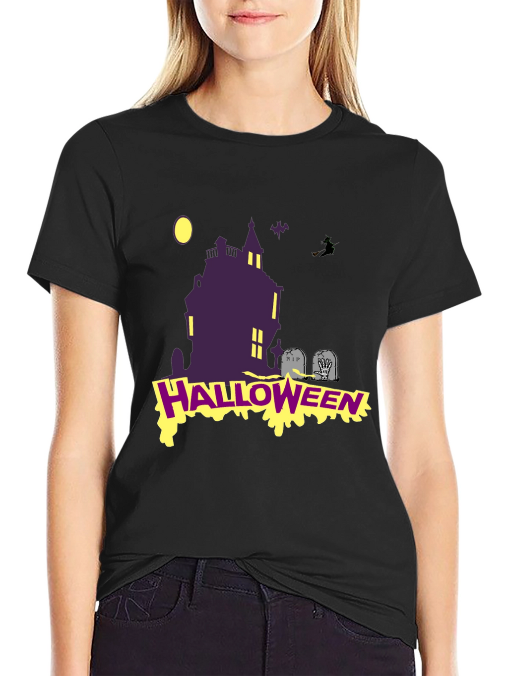 Halloween Graphic T-Shirt: Spooky Haunted House Tee