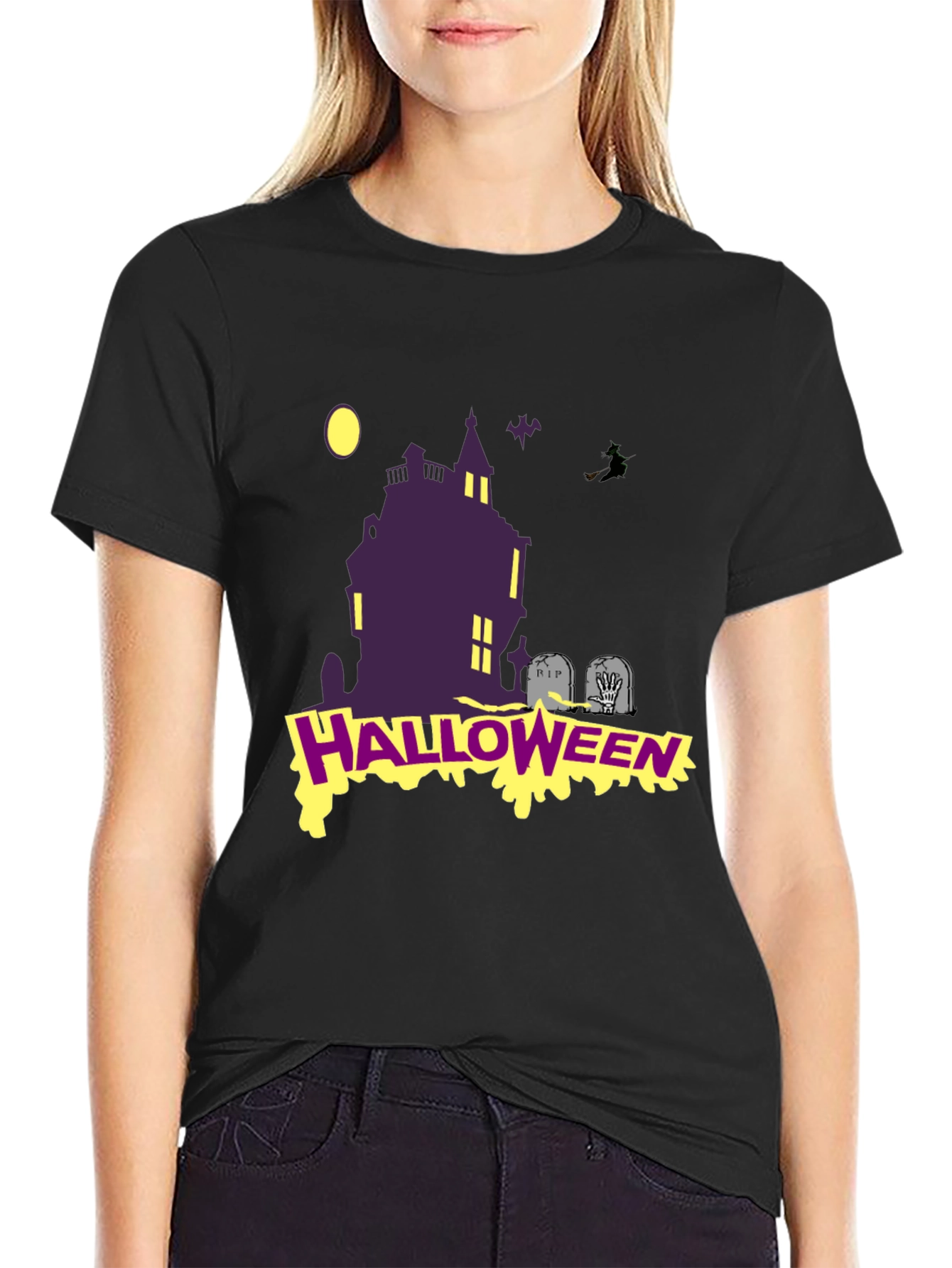 Halloween Graphic T-Shirt: Spooky Haunted House Tee