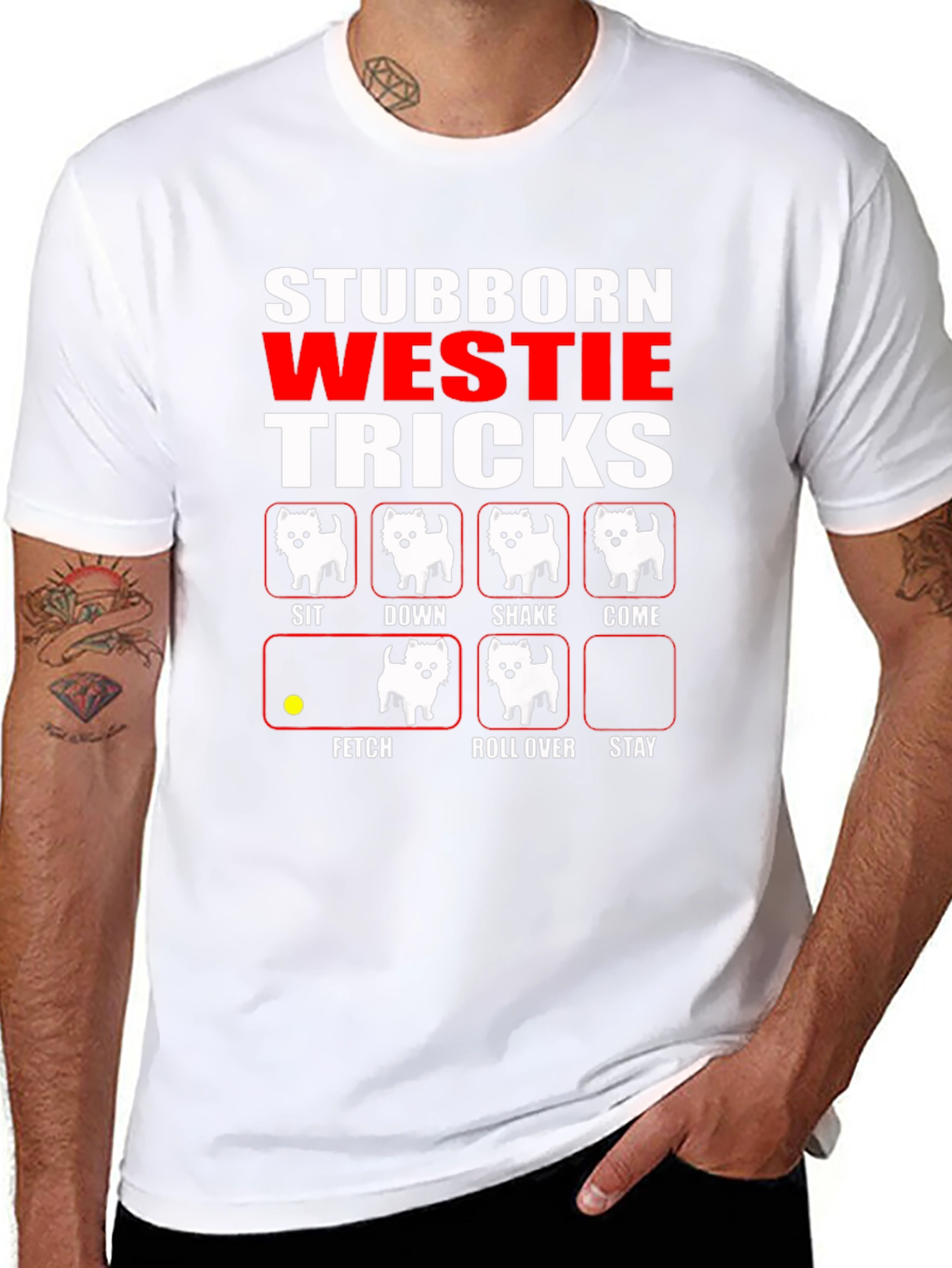 Stubborn Westie Tricks Black T-Shirt