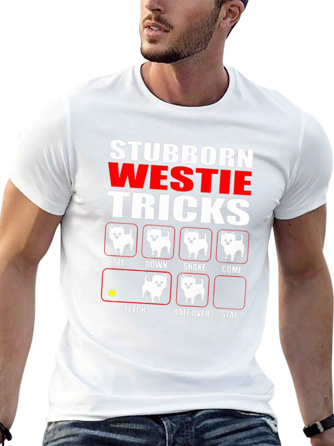 Stubborn Westie Tricks Black T-Shirt