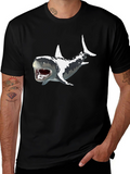 Shark Graphic Print Mens Black T-Shirt