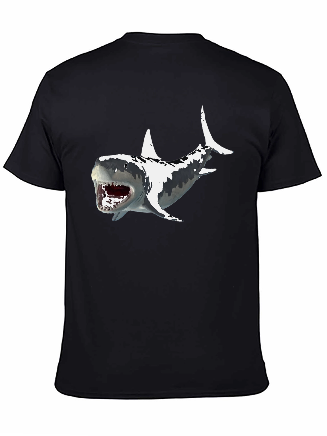 Shark Graphic Print Mens Black T-Shirt