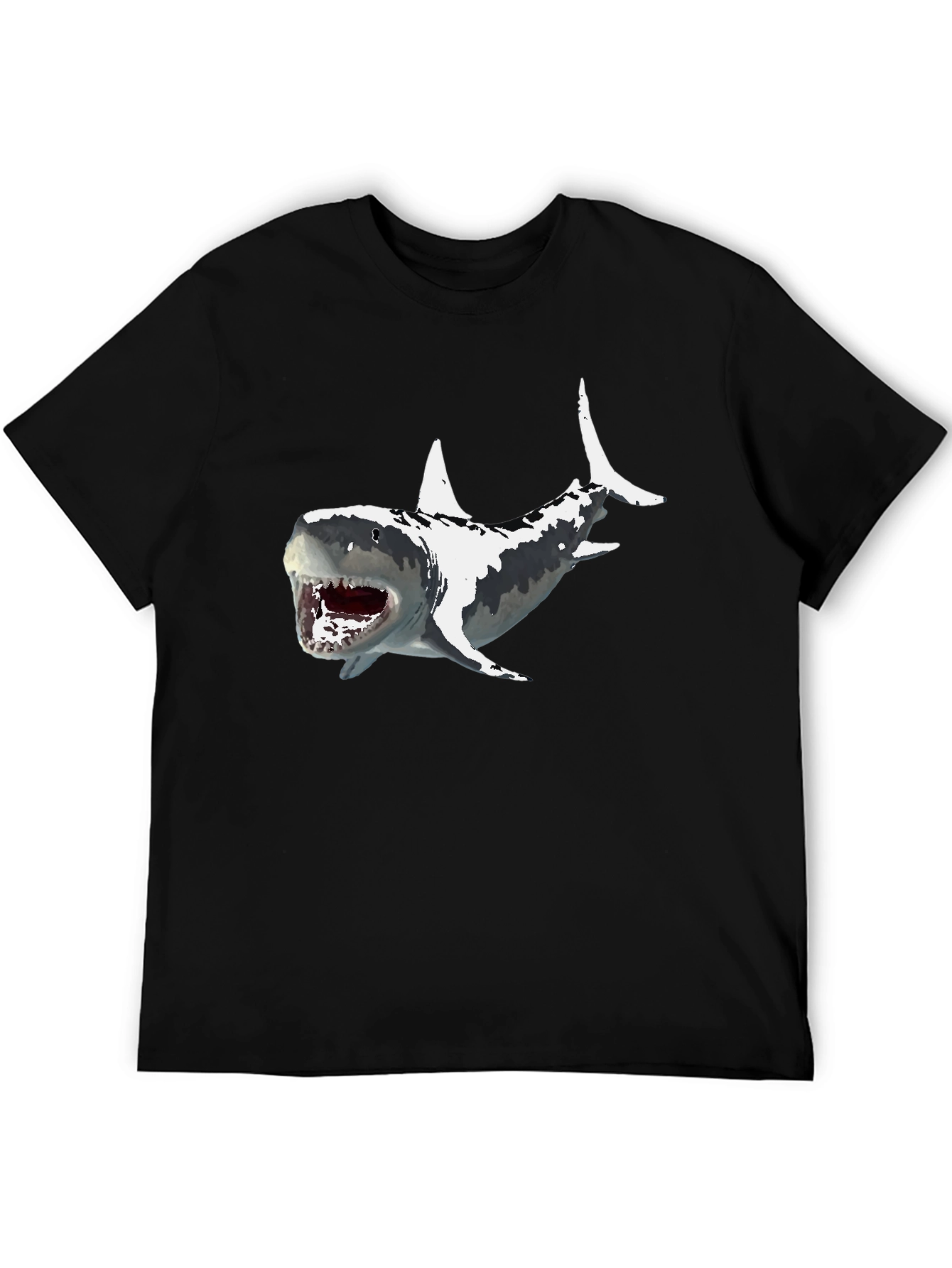 Shark Graphic Print Mens Black T-Shirt