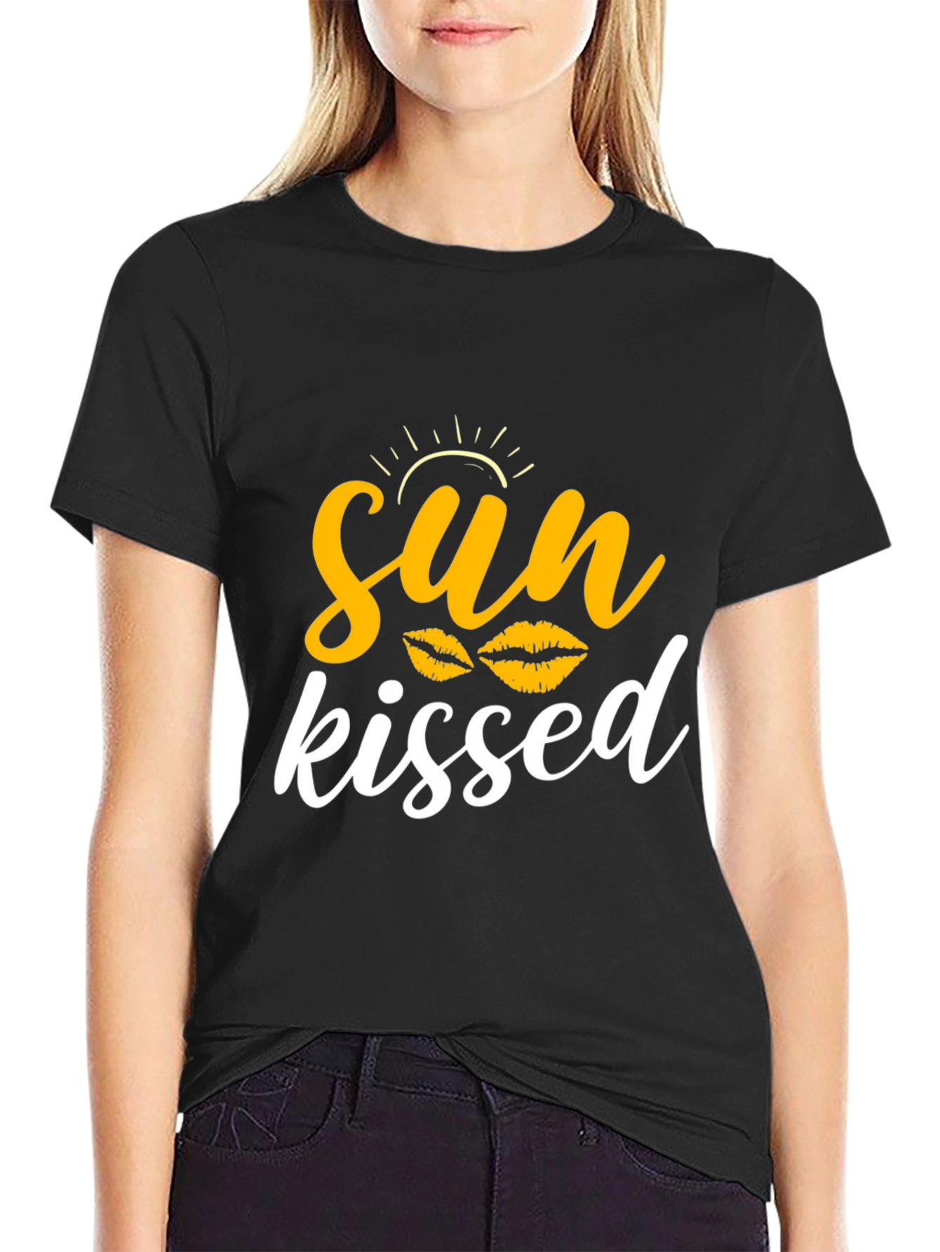 Sun Kissed Graphic Tee - Casual Black T-Shirt