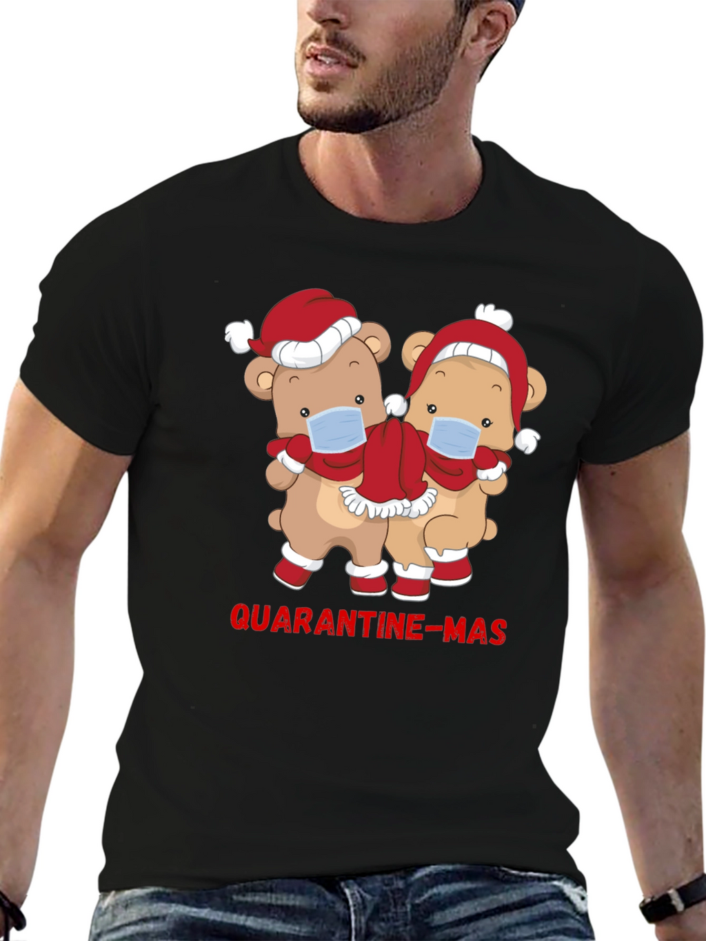 Quarantine-Mas Bear Graphic T-Shirt