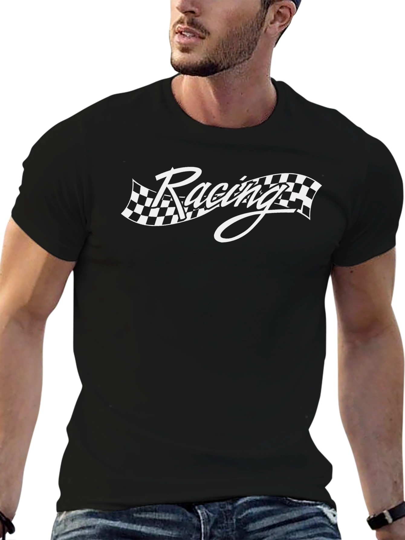 Racing Checkered Flag Graphic T-Shirt