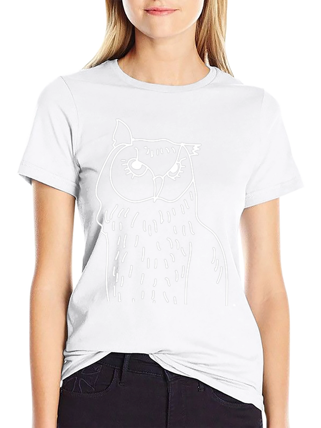 Owl Graphic Print Black Tee