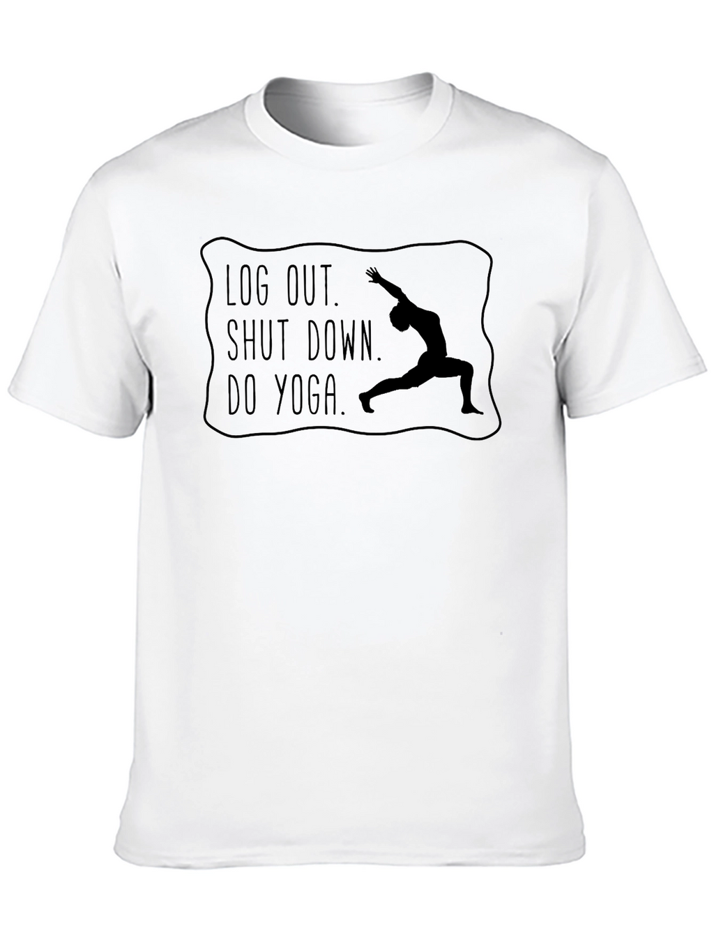 Yoga Black Graphic Tee - Log Out Shut Down