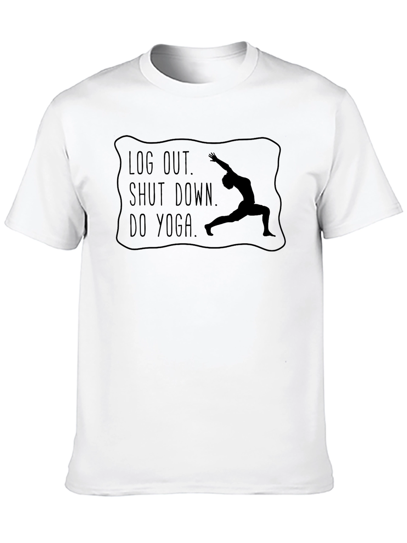 Yoga Black Graphic Tee - Log Out Shut Down