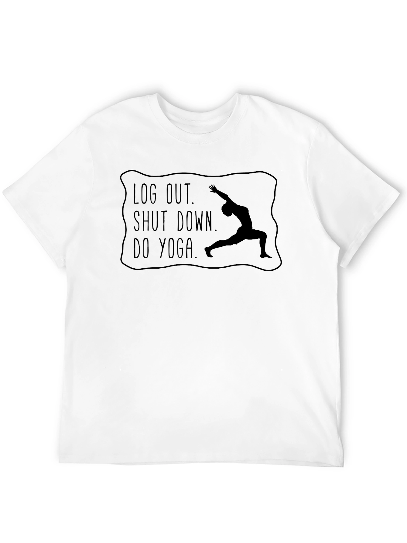 Yoga Black Graphic Tee - Log Out Shut Down