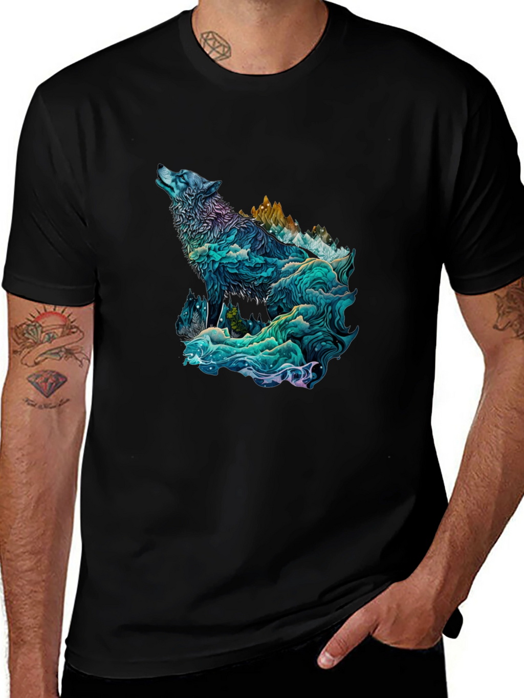 Wolf Mountain Graphic Tee - Unique Design