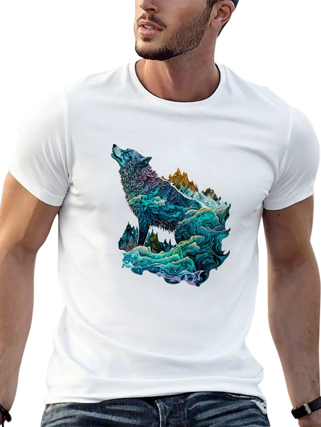 Wolf Mountain Graphic Tee - Unique Design