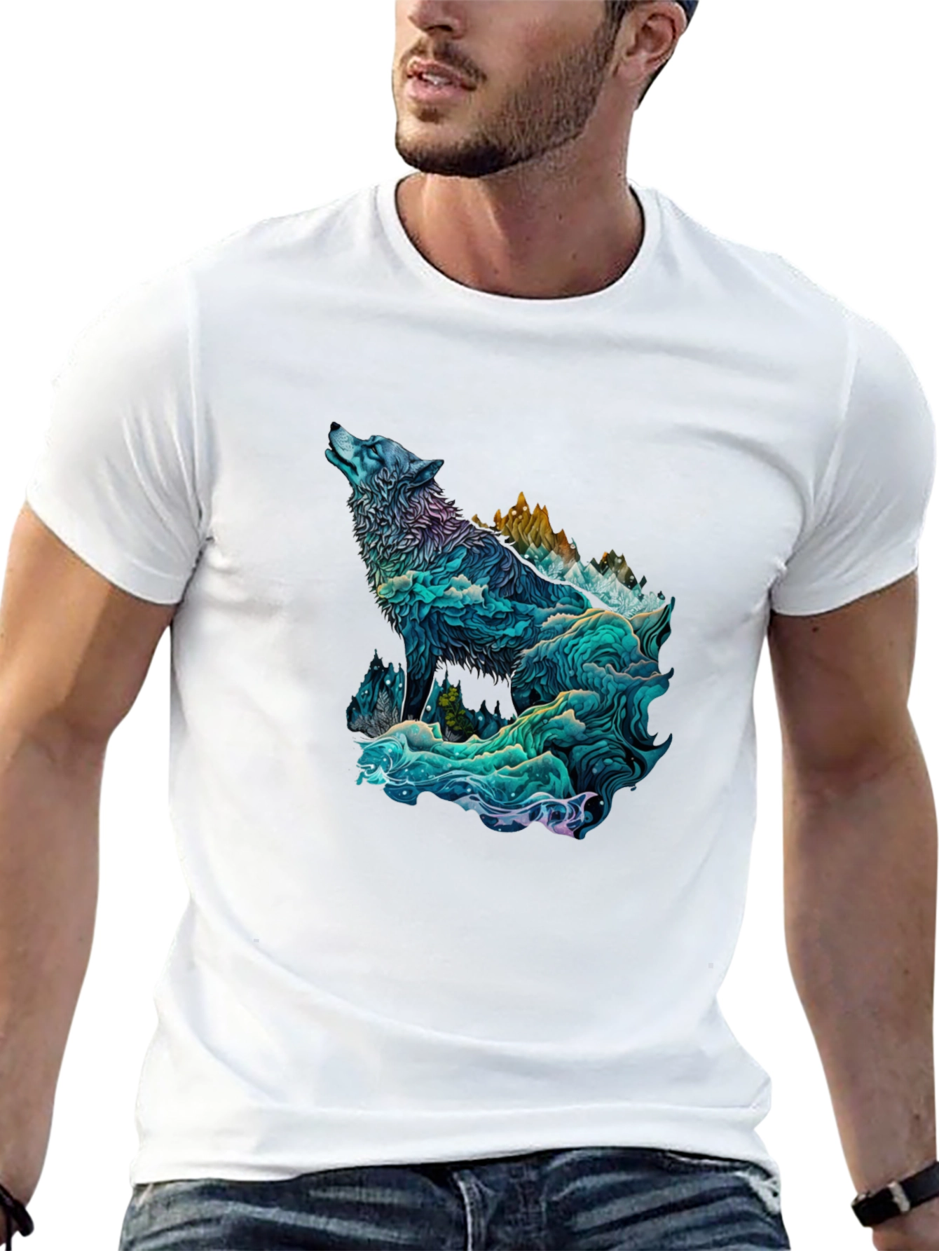 Wolf Mountain Graphic Tee - Unique Design