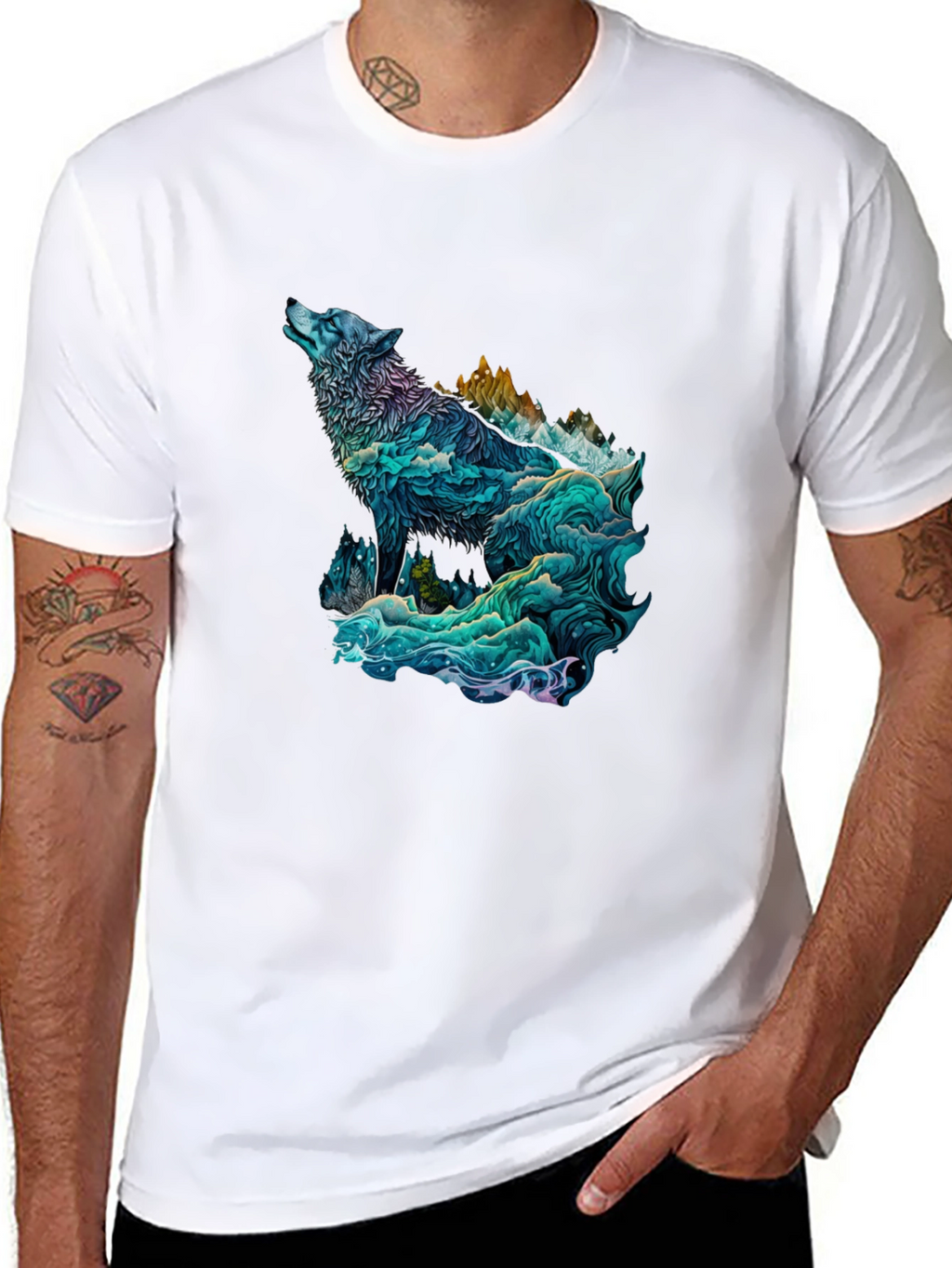 Wolf Mountain Graphic Tee - Unique Design