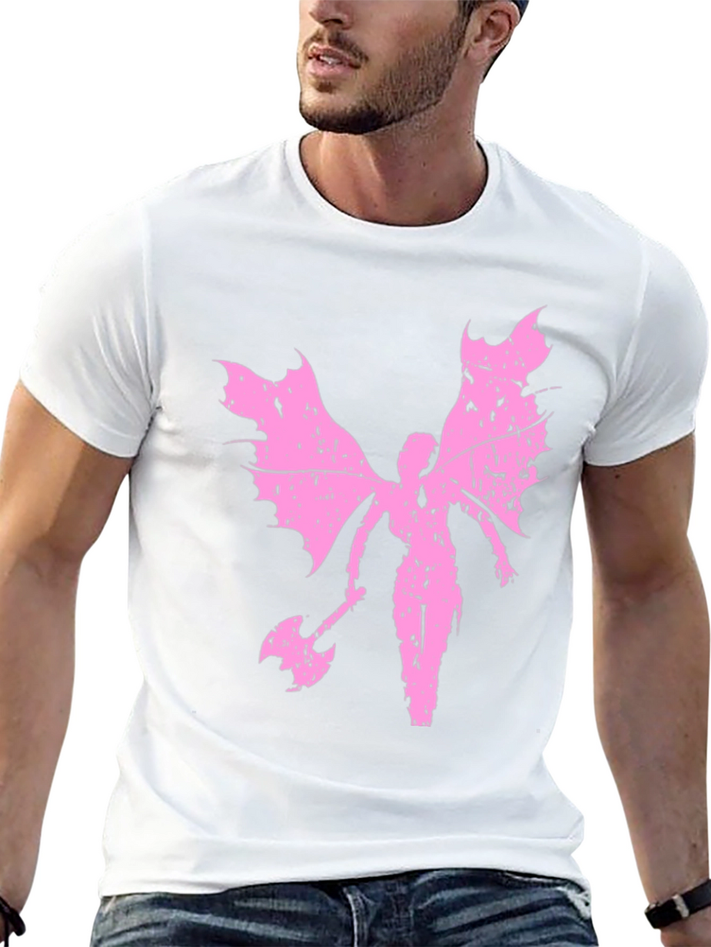 Grunge Winged Fairy Axe Black T-Shirt