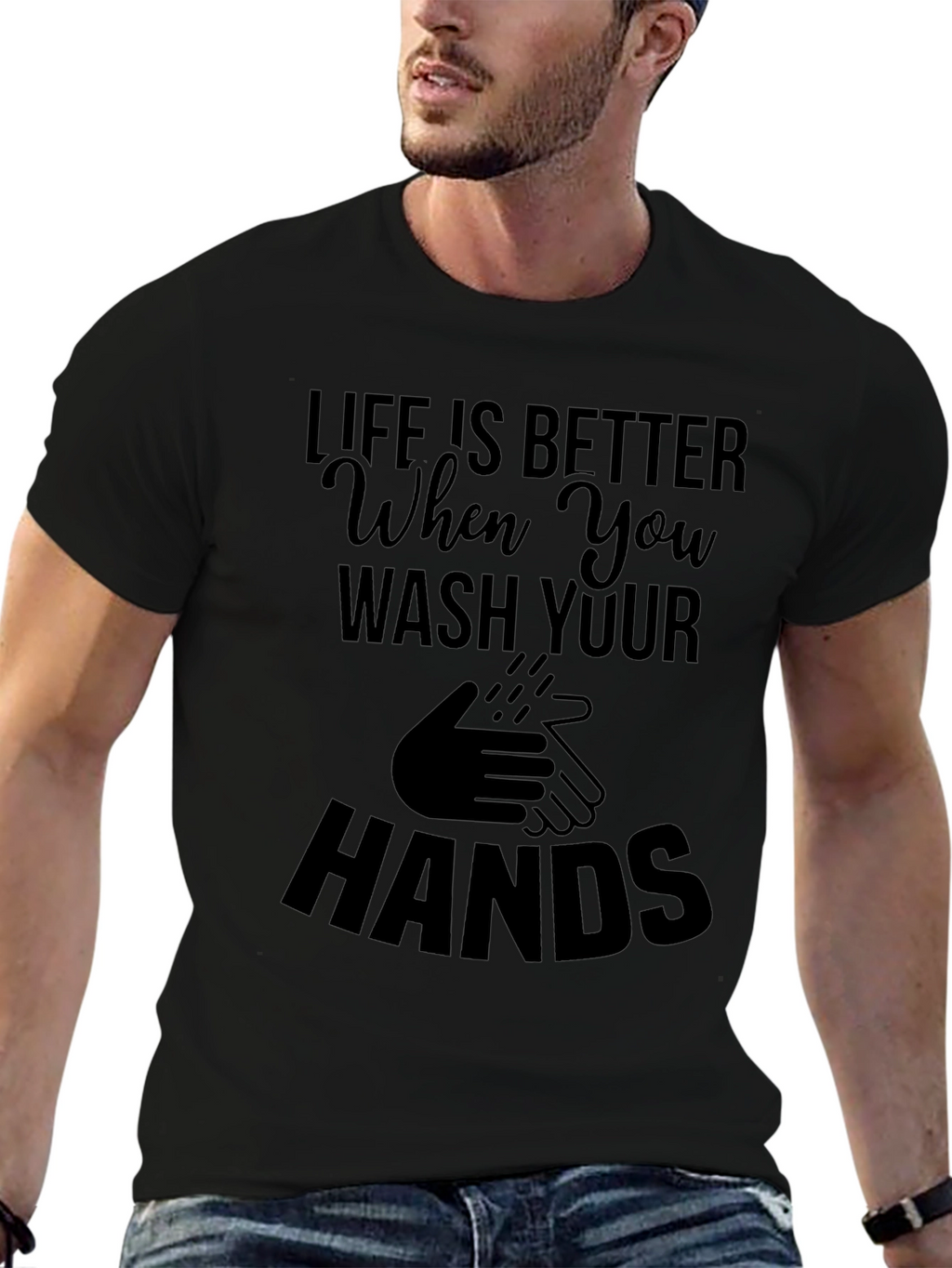 Wash Your Hands Black T-Shirt