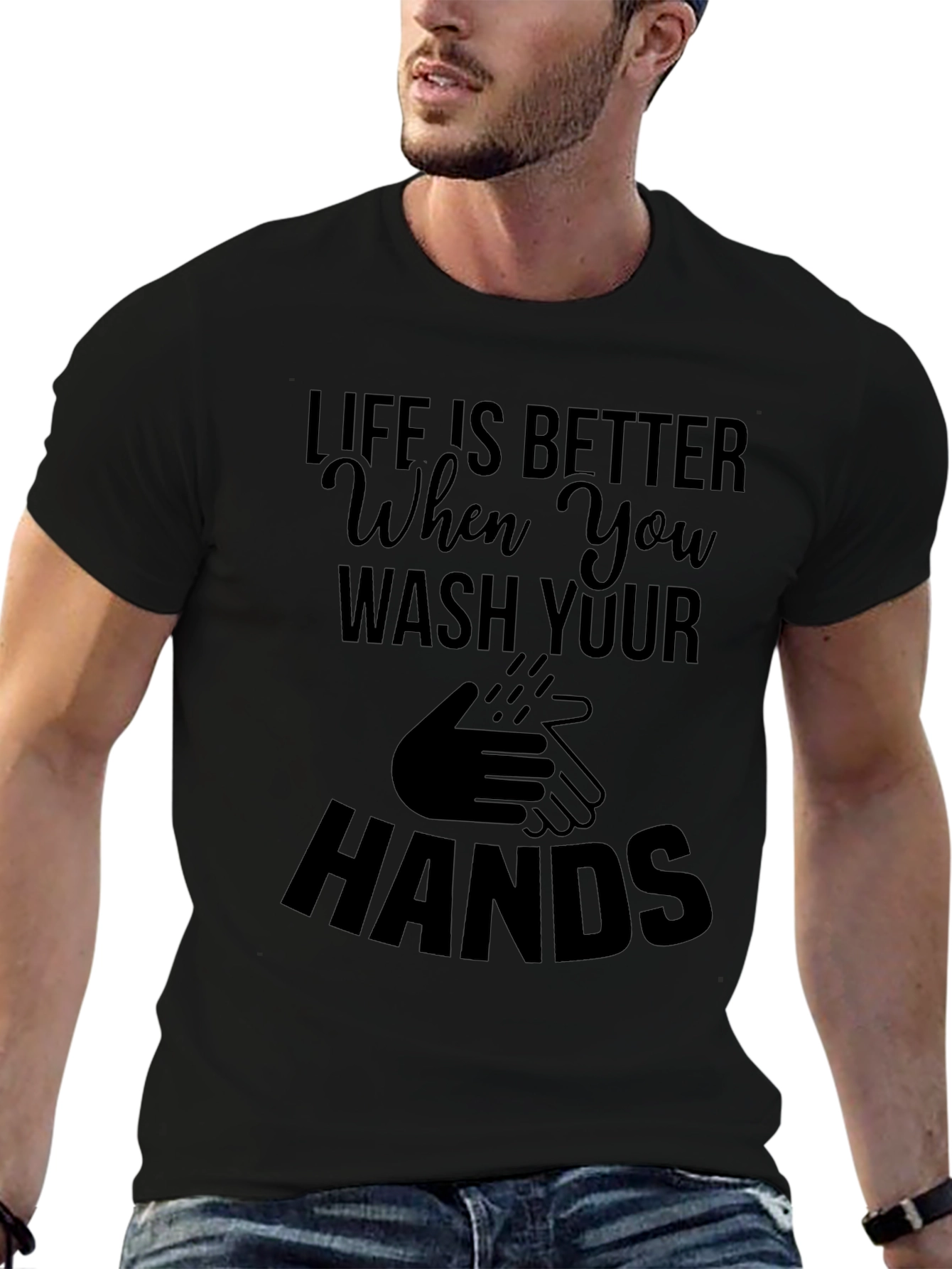 Wash Your Hands Black T-Shirt