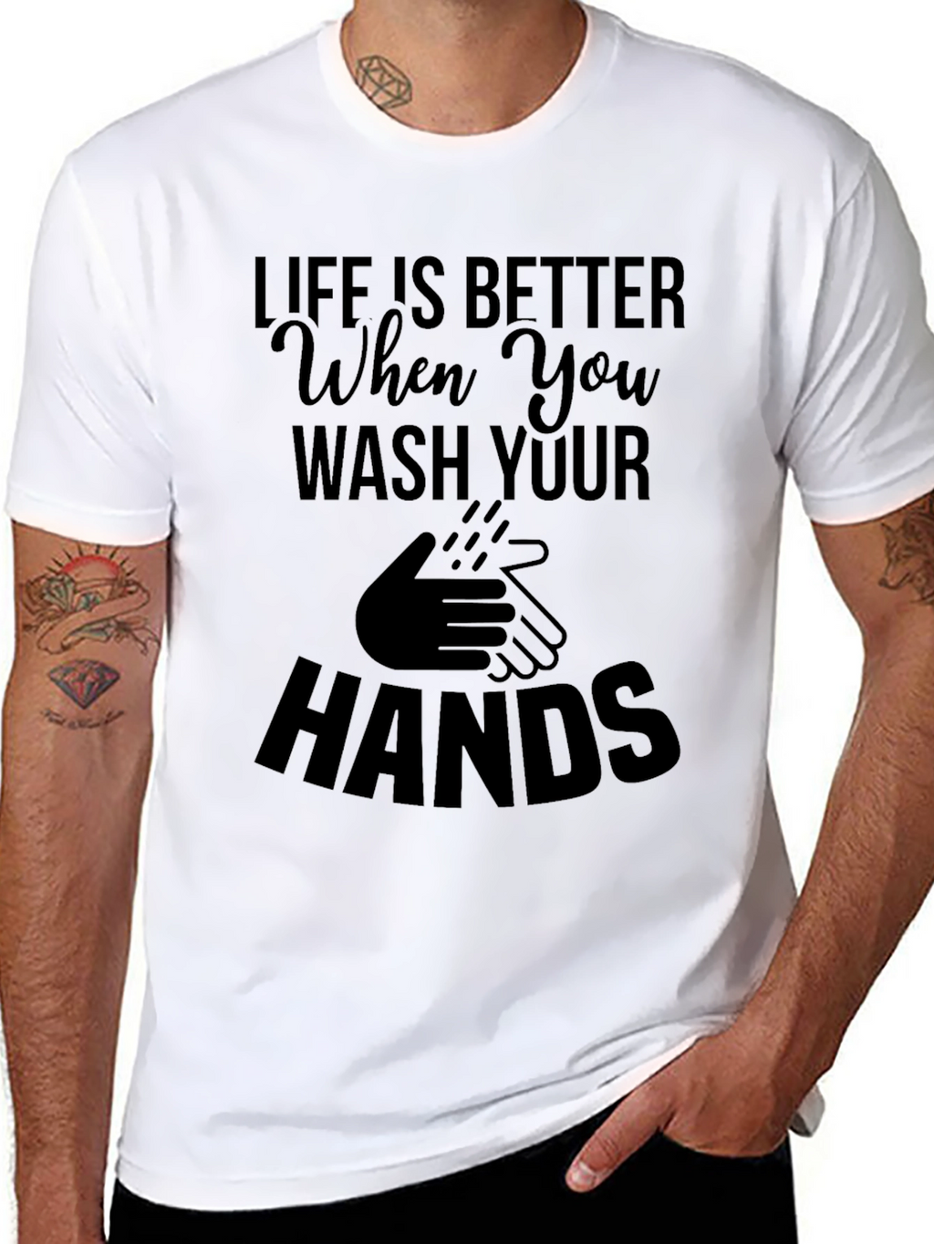 Wash Your Hands Black T-Shirt