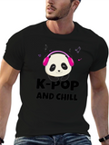 K-Pop and Chill T-Shirt - Panda Headphones