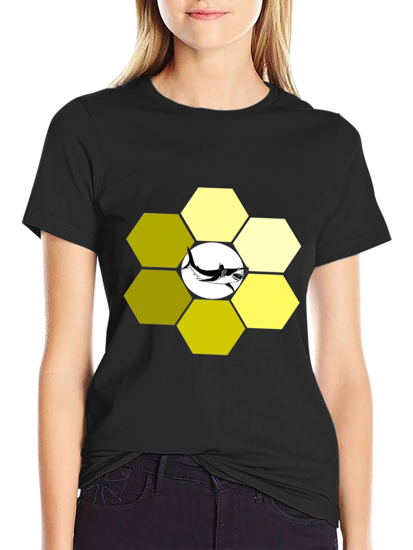 Hexagon Shark T-Shirt - Modern Graphic Tee