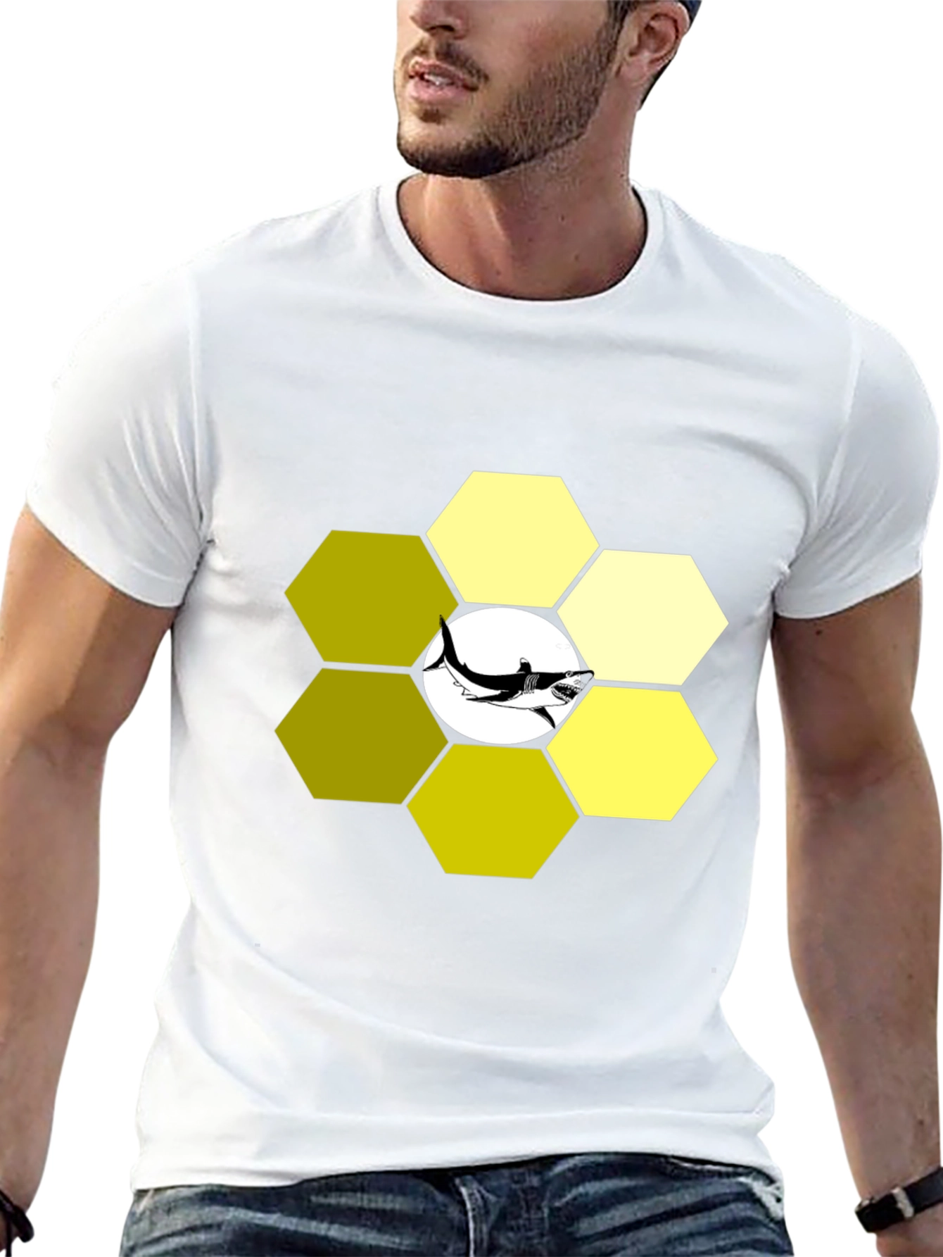 Hexagon Shark T-Shirt - Modern Graphic Tee