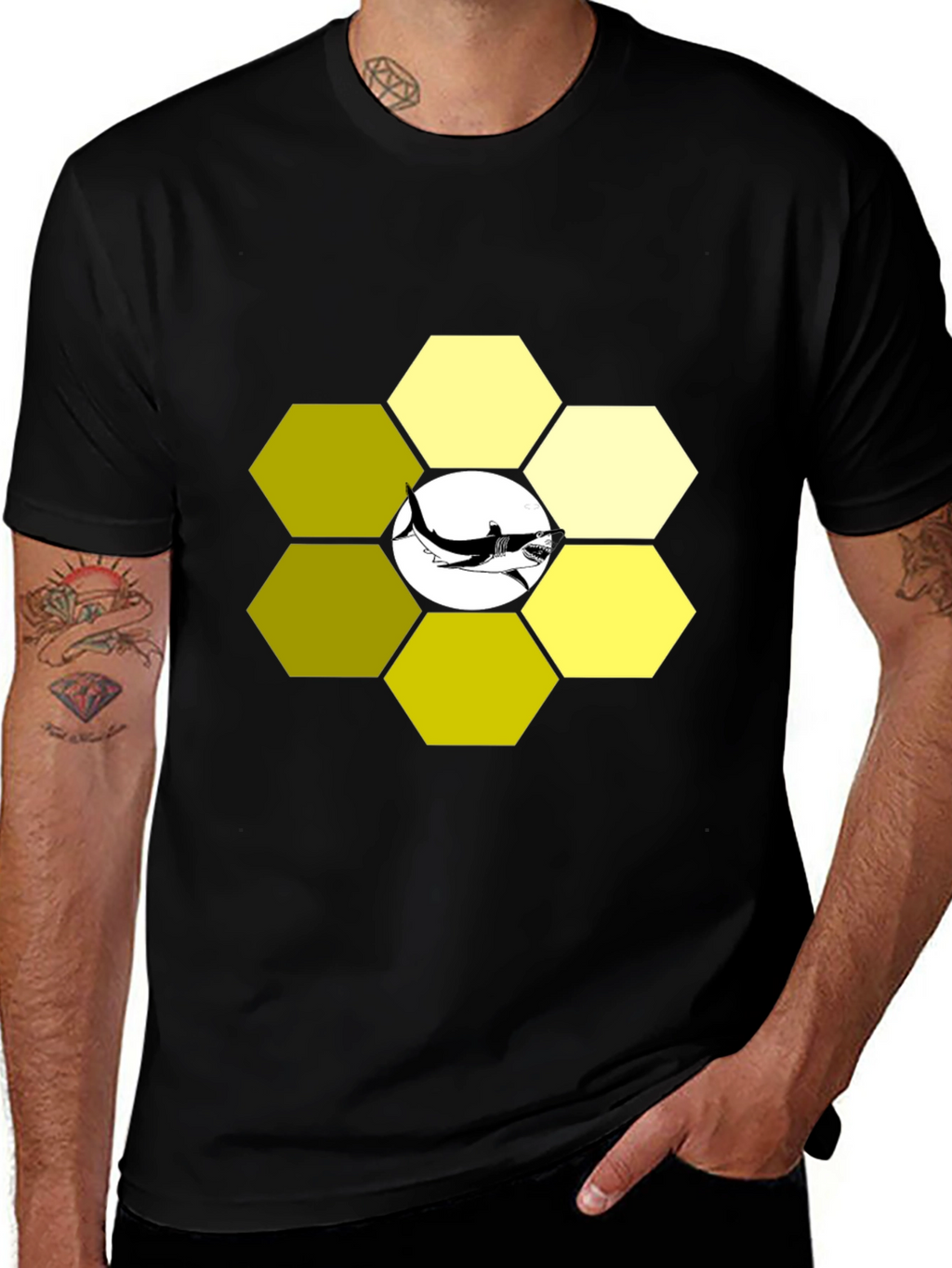 Hexagon Shark T-Shirt - Modern Graphic Tee