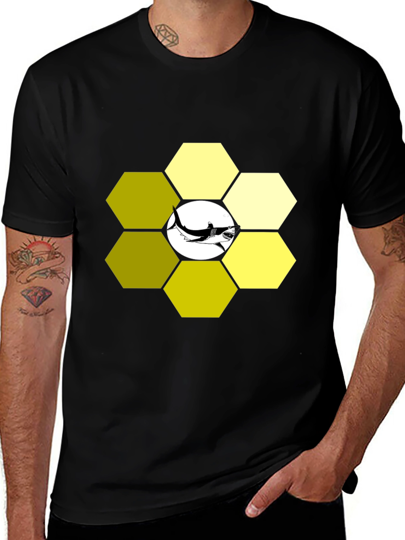 Hexagon Shark T-Shirt - Modern Graphic Tee