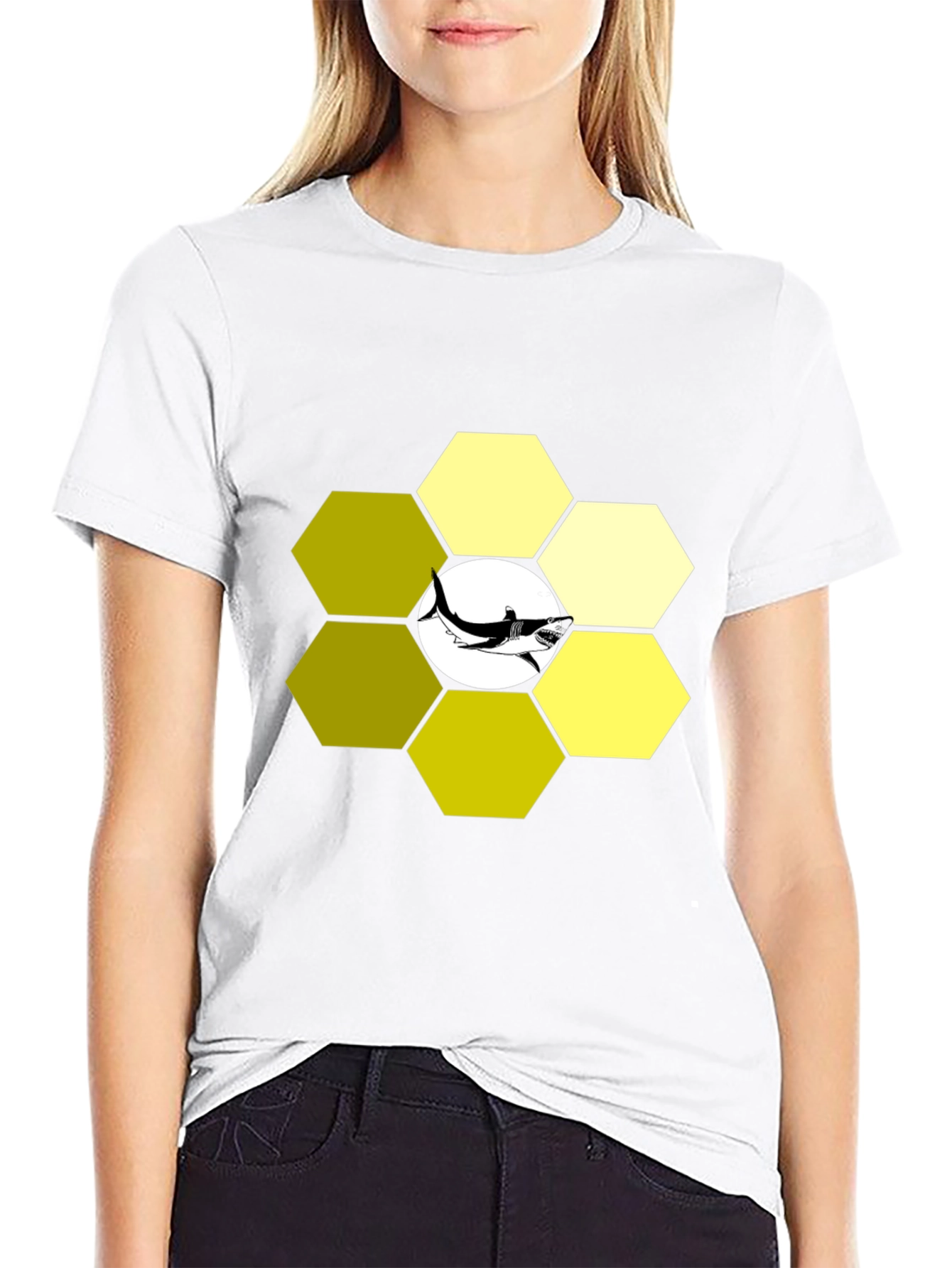 Hexagon Shark T-Shirt - Modern Graphic Tee