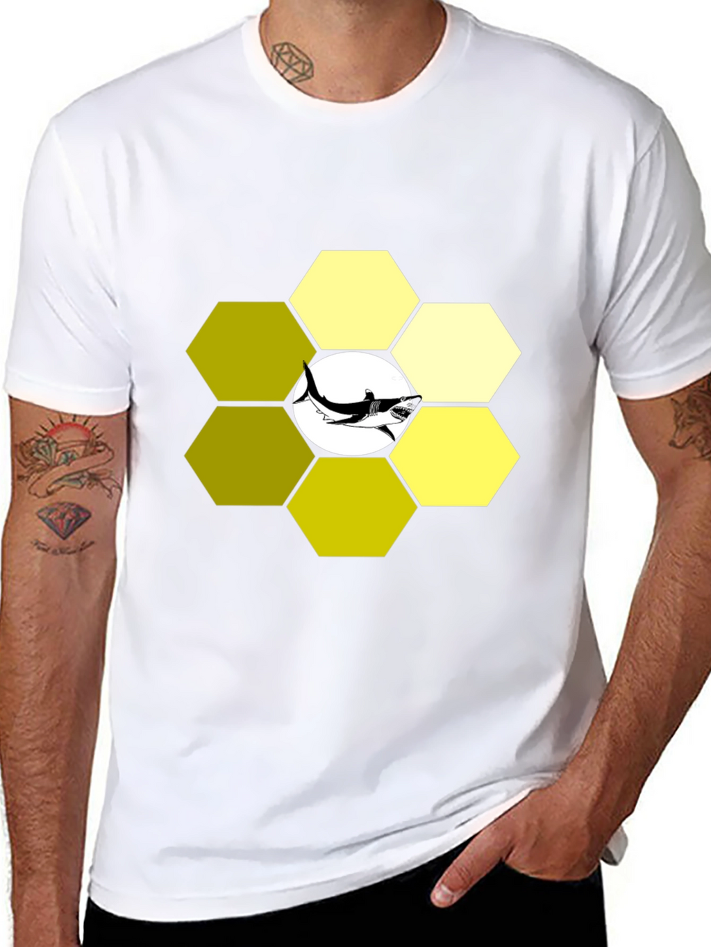 Hexagon Shark T-Shirt - Modern Graphic Tee