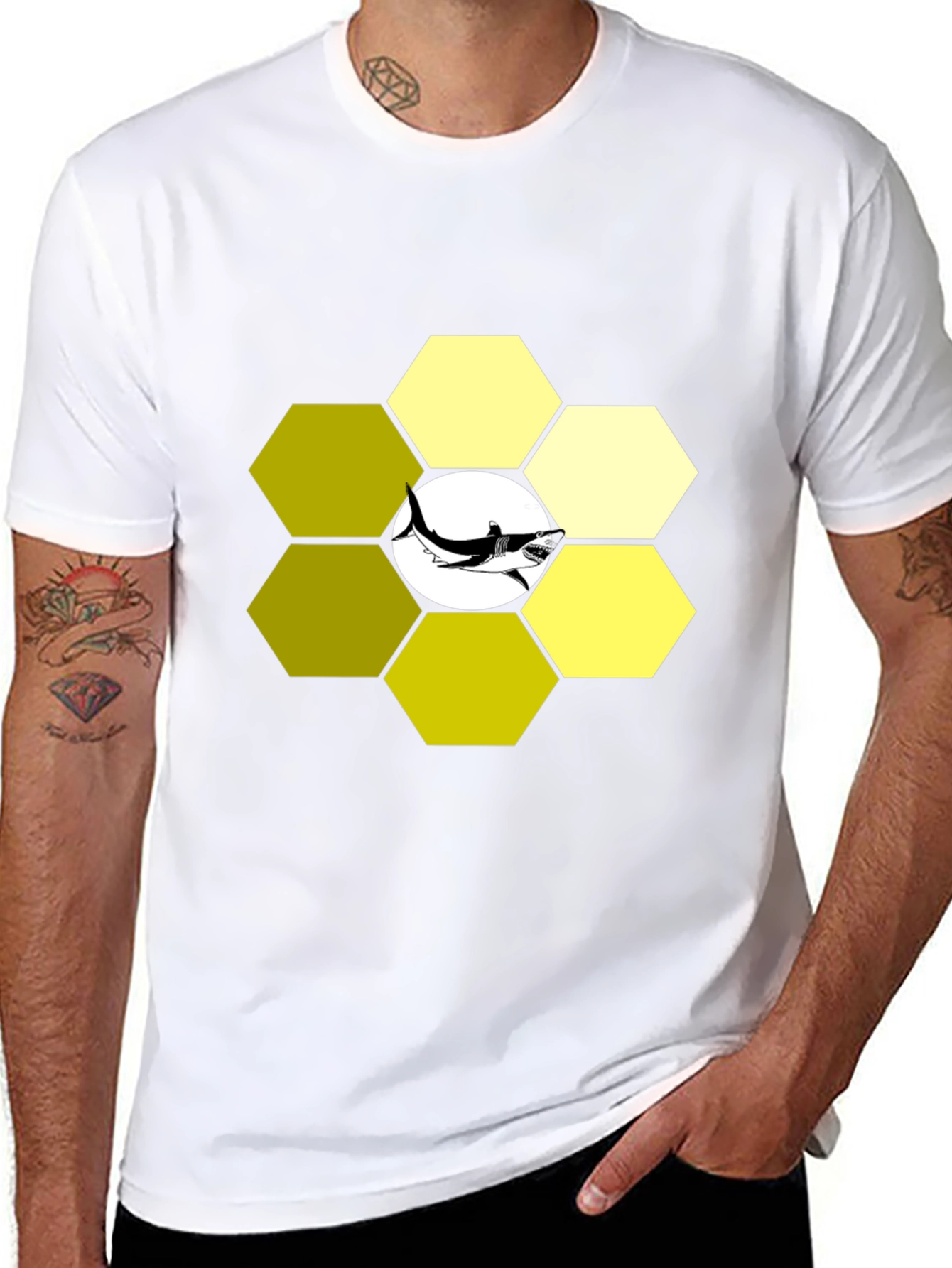 Hexagon Shark T-Shirt - Modern Graphic Tee