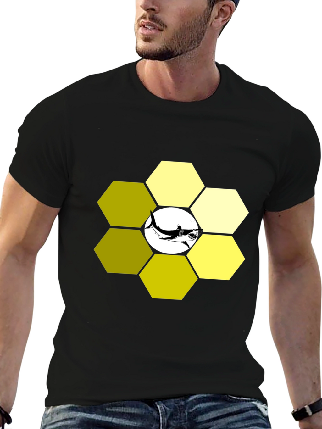 Hexagon Shark T-Shirt - Modern Graphic Tee