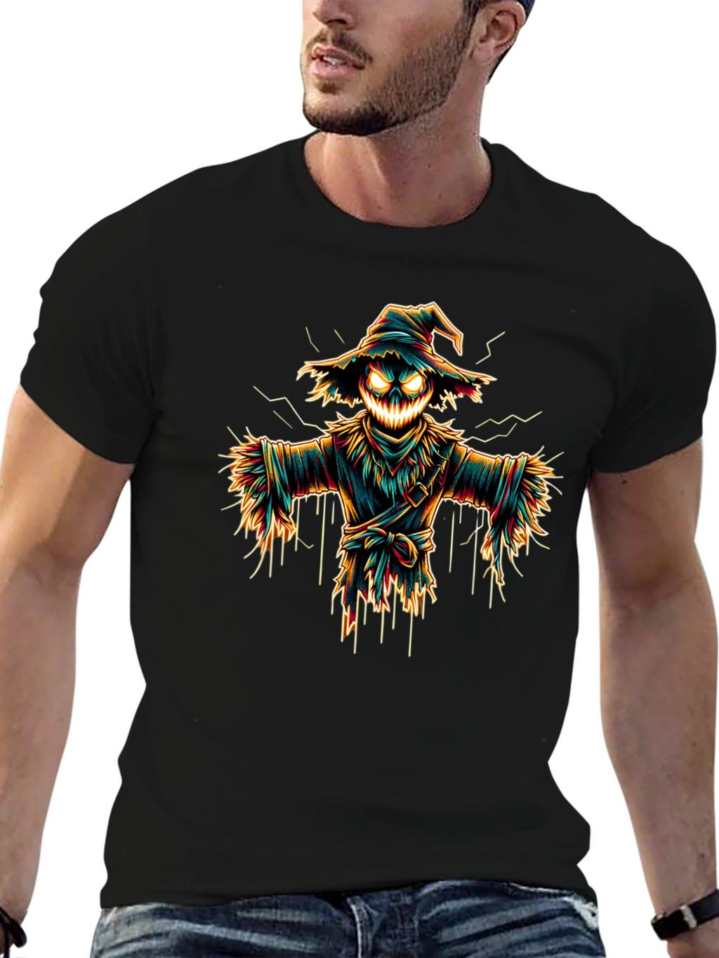 Spooky Scarecrow Graphic Tee - Halloween Shirt