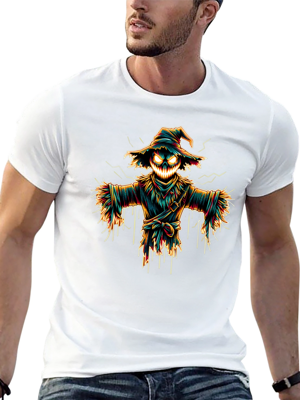 Spooky Scarecrow Graphic Tee - Halloween Shirt