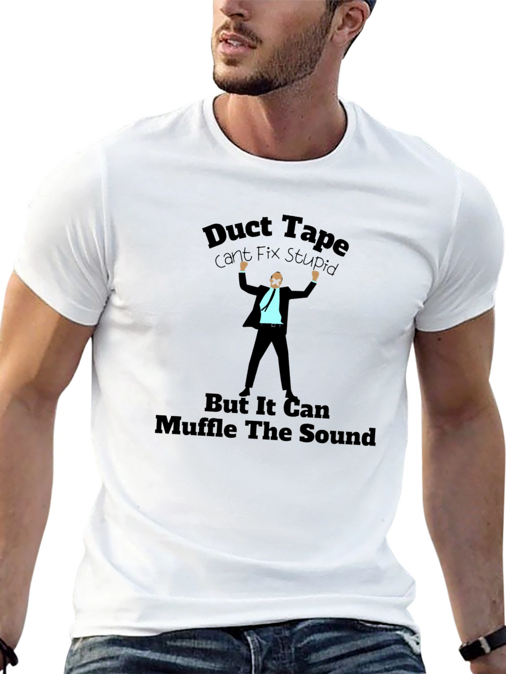 Duct Tape T-Shirt: Cant Fix Stupid Humor Tee