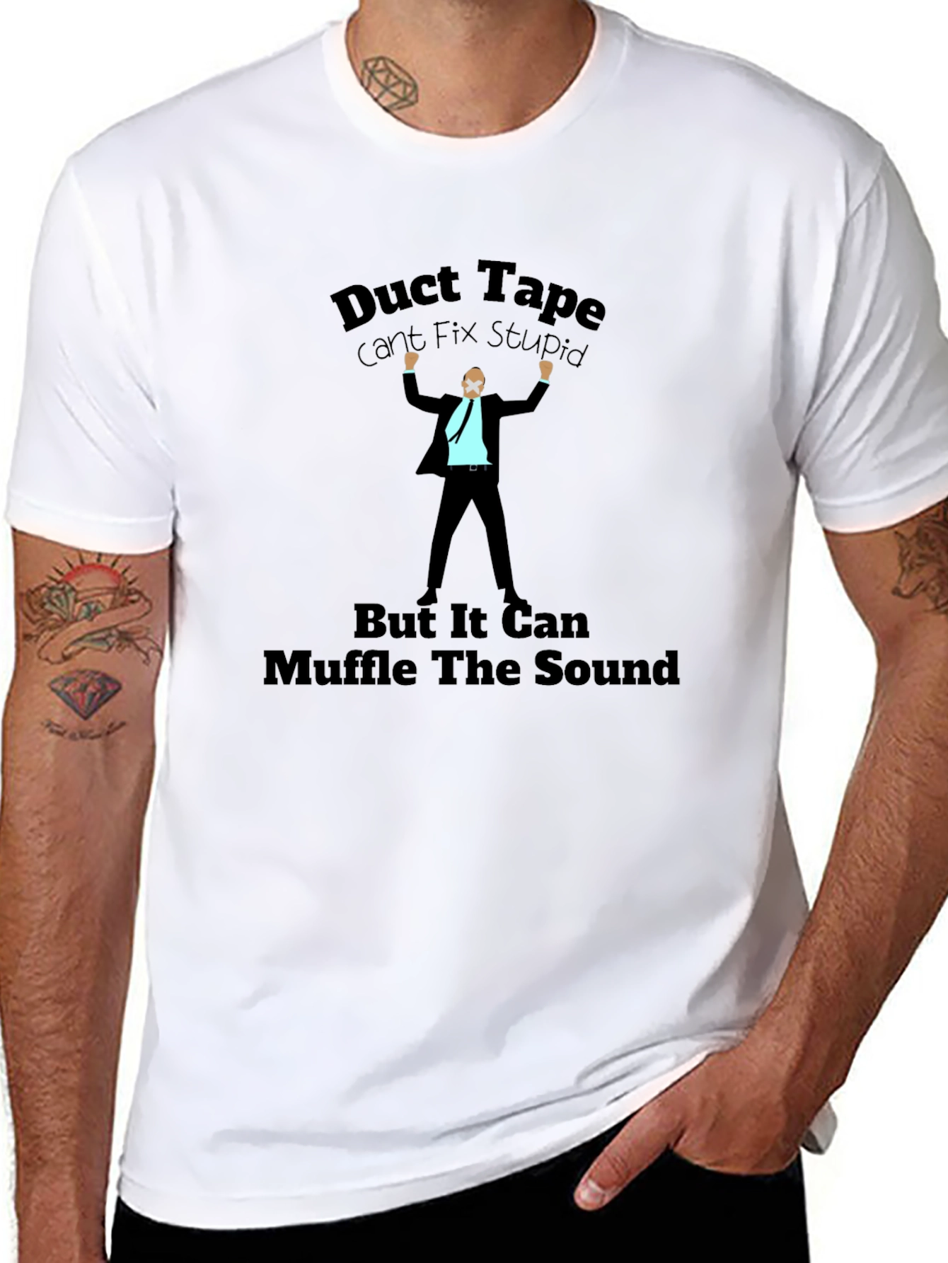 Duct Tape T-Shirt: Cant Fix Stupid Humor Tee