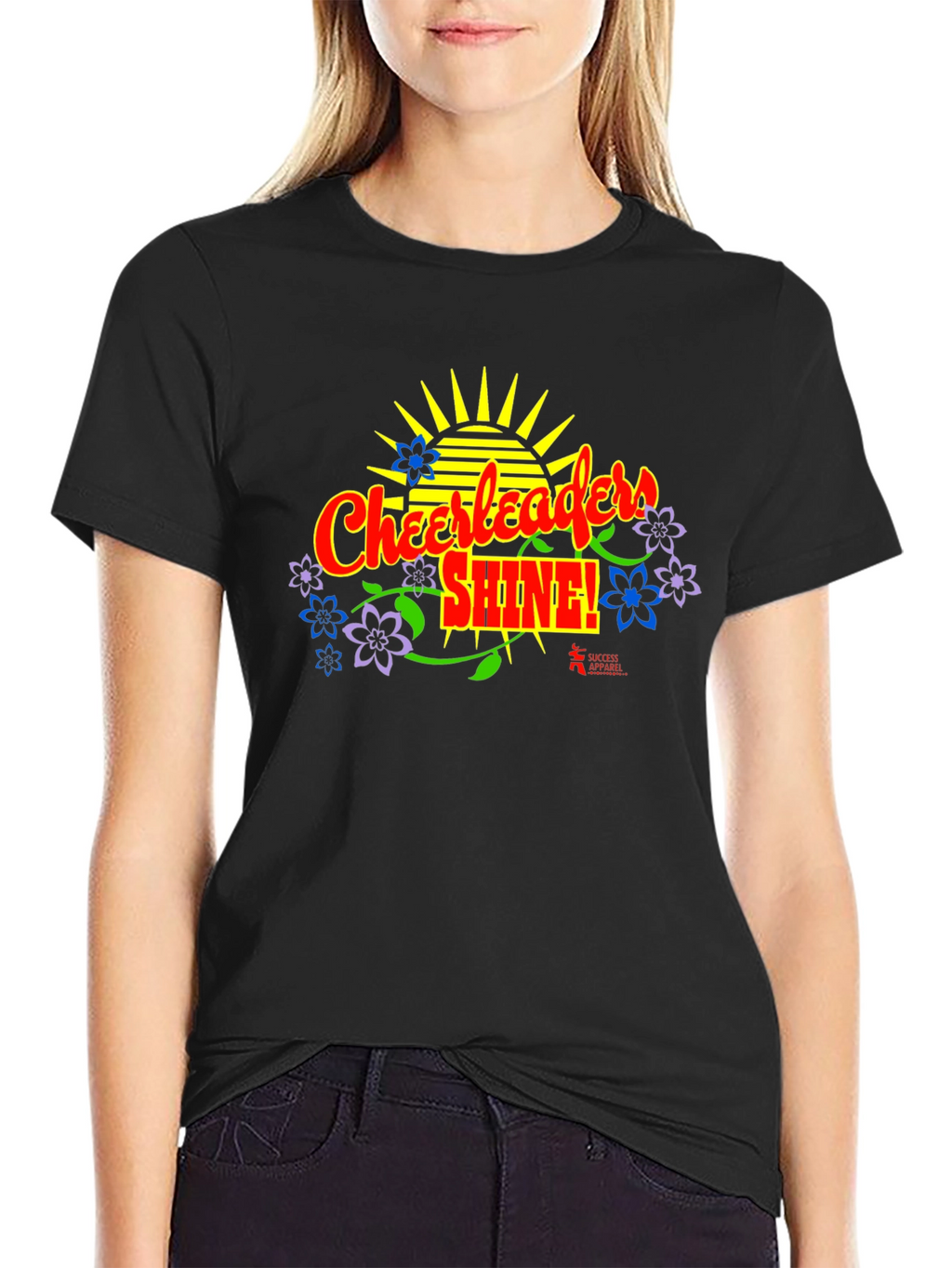 Cheerleader Shine! Black Graphic T-Shirt