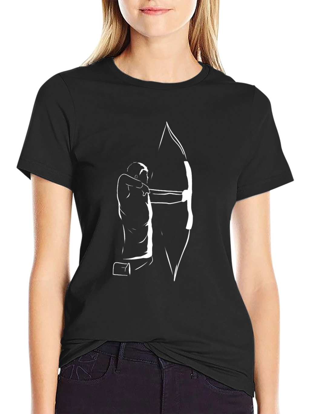 Archer Silhouette Tee - Black Cotton Graphic T-Shirt