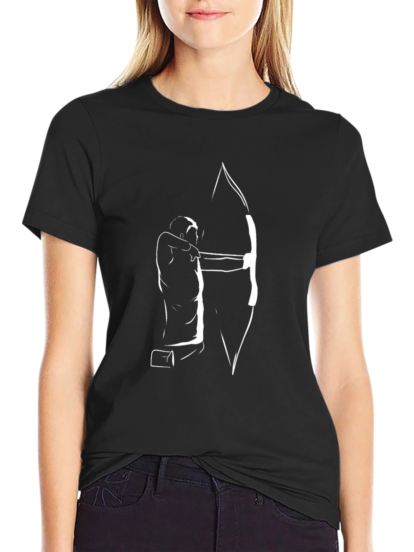 Archer Silhouette Tee - Black Cotton Graphic T-Shirt
