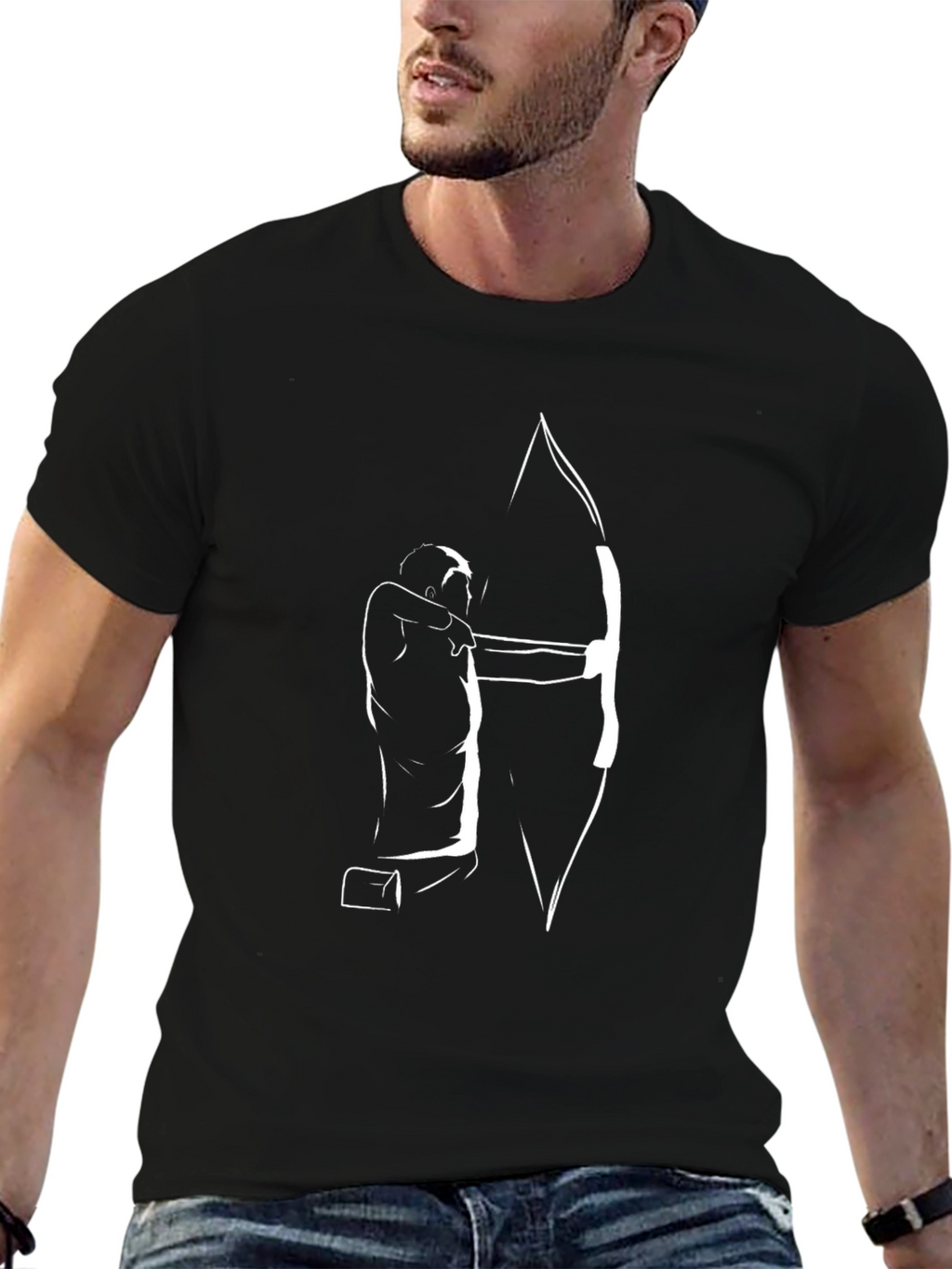 Archer Silhouette Tee - Black Cotton Graphic T-Shirt