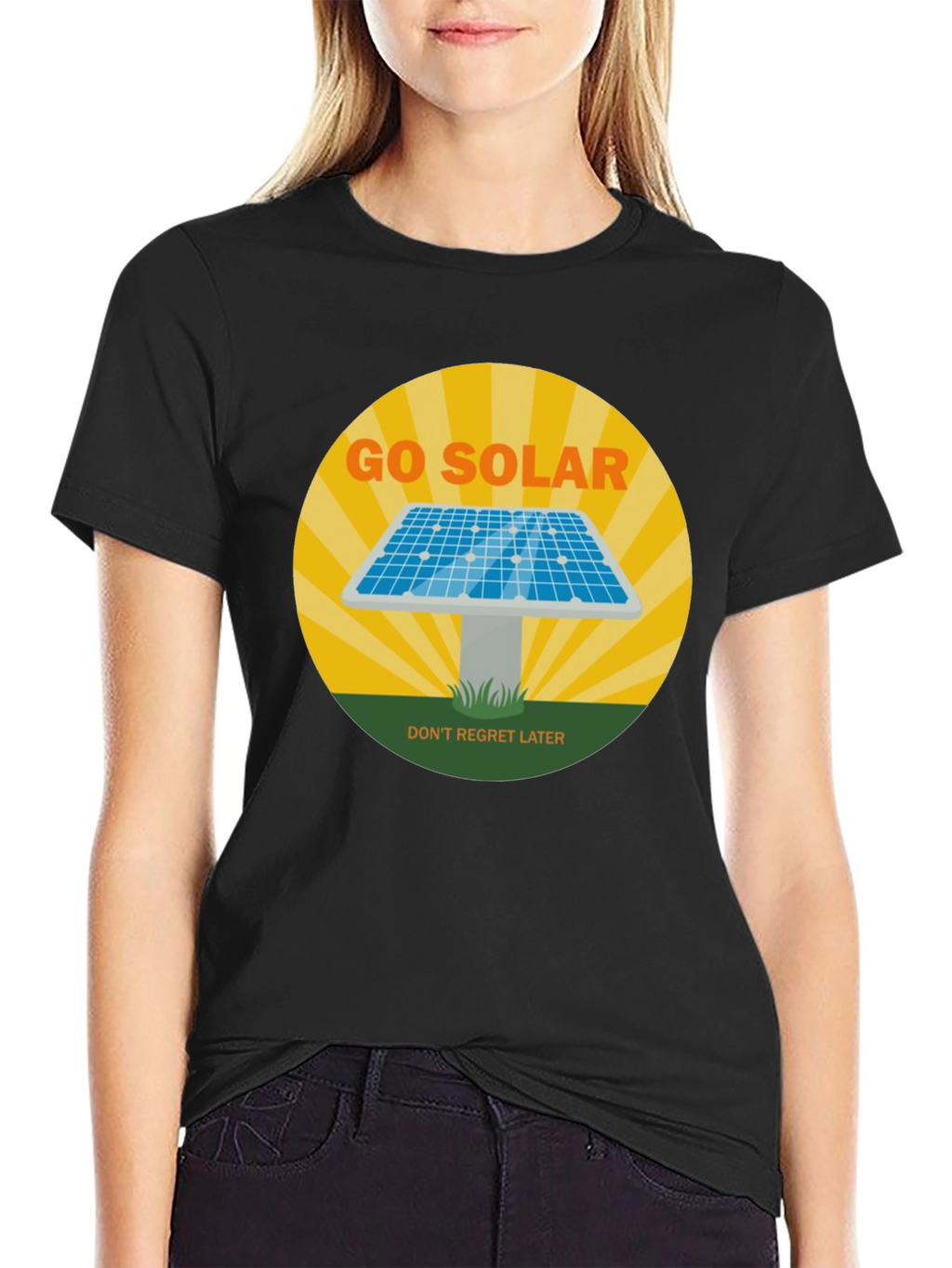 Go Solar T-Shirt - Dont Regret Later! Black Tee