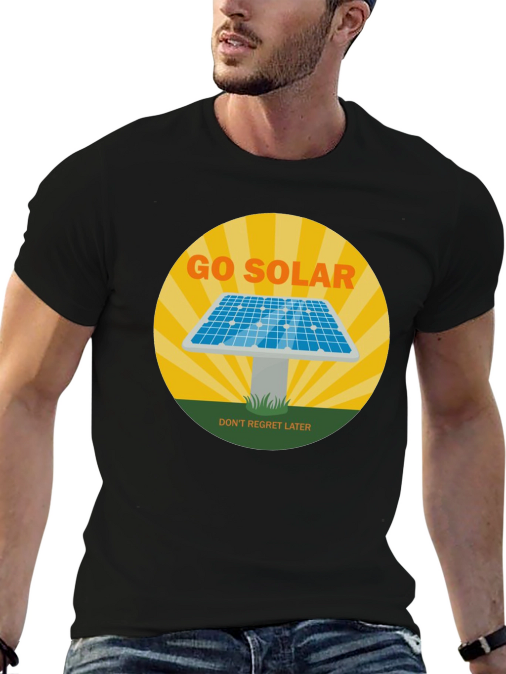 Go Solar T-Shirt - Dont Regret Later! Black Tee