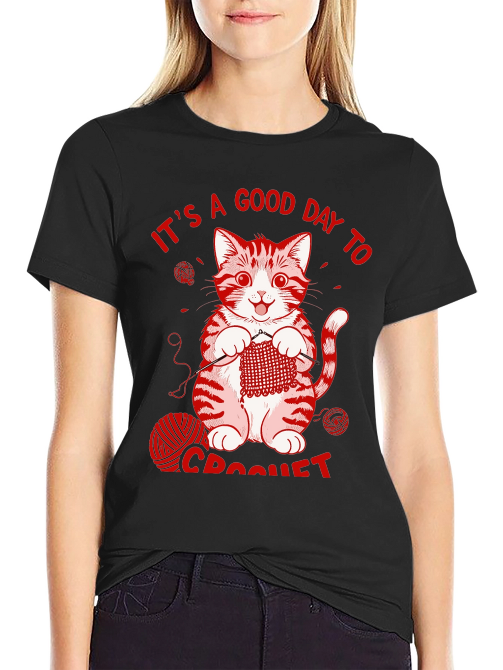 Cat Crochet T-Shirt - Good Day to Crochet Tee