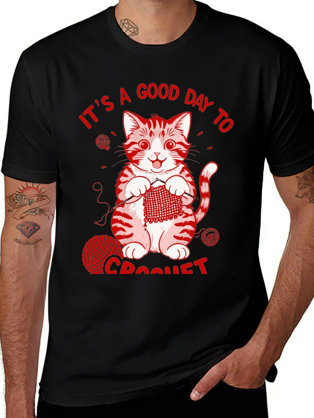 Cat Crochet T-Shirt - Good Day to Crochet Tee