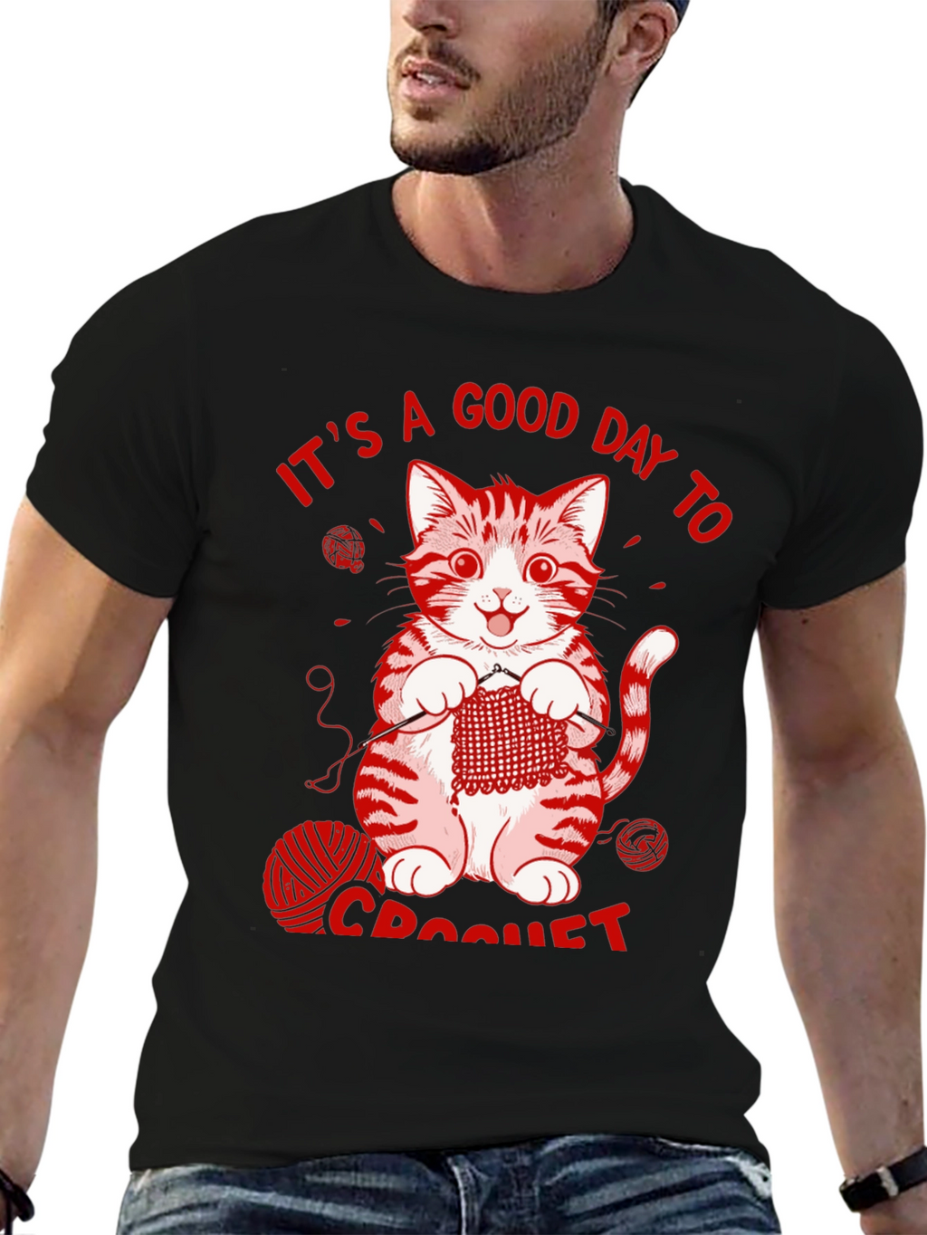 Cat Crochet T-Shirt - Good Day to Crochet Tee