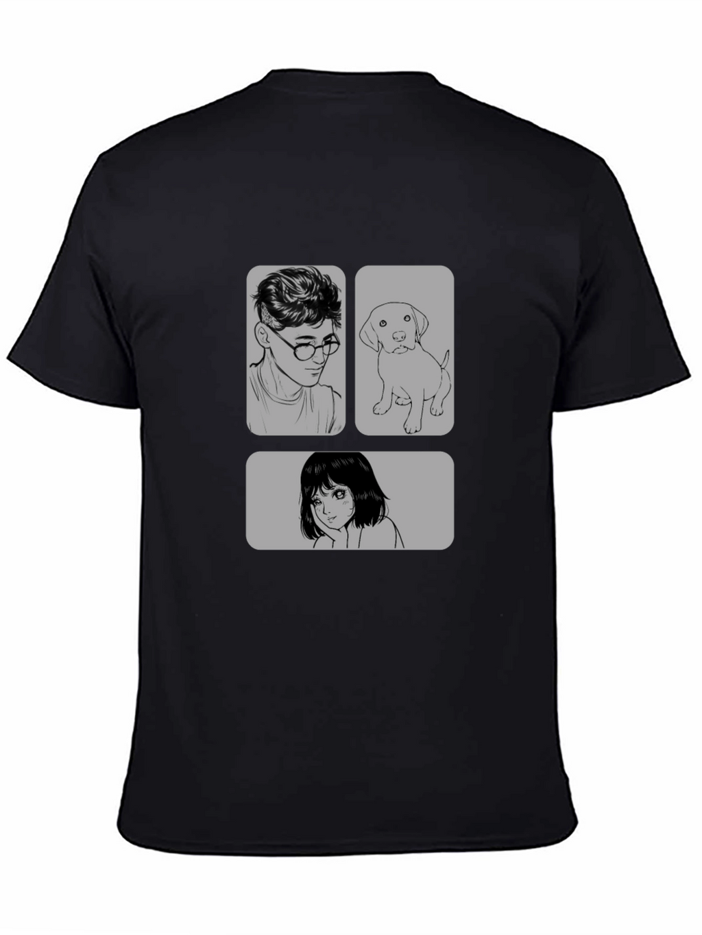 Cartoon Graphic Print Black Casual T-Shirt