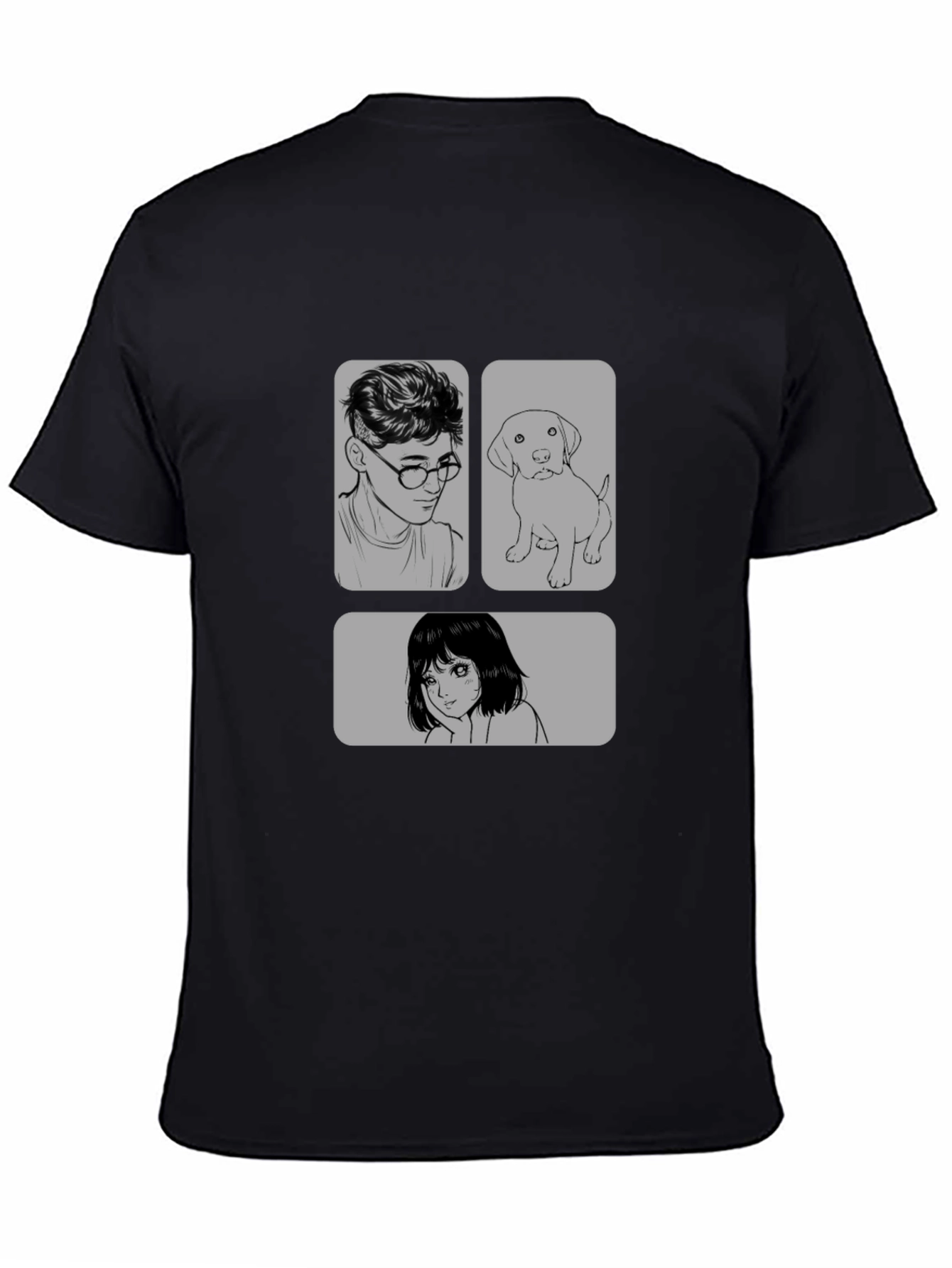 Cartoon Graphic Print Black Casual T-Shirt
