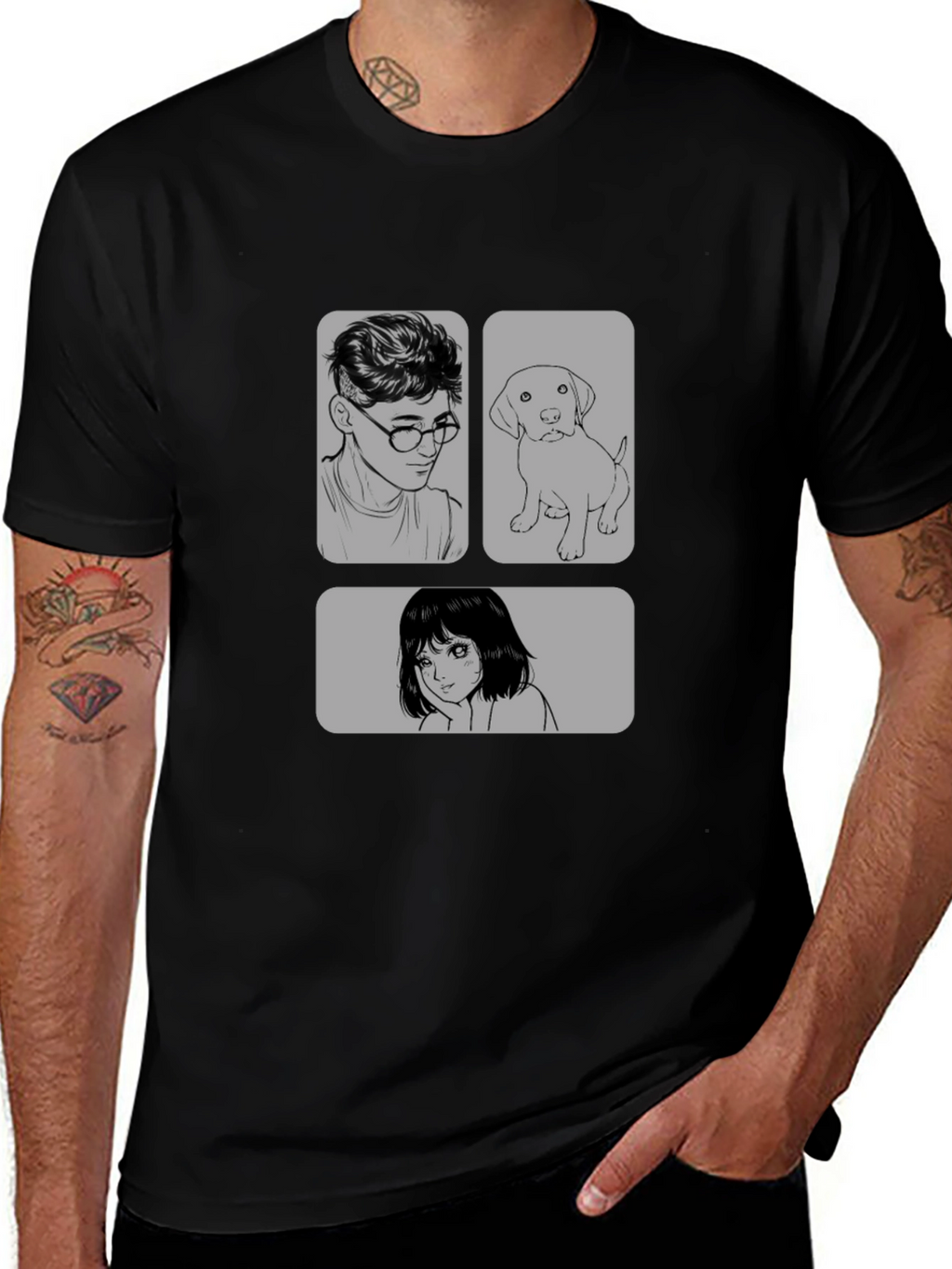 Cartoon Graphic Print Black Casual T-Shirt
