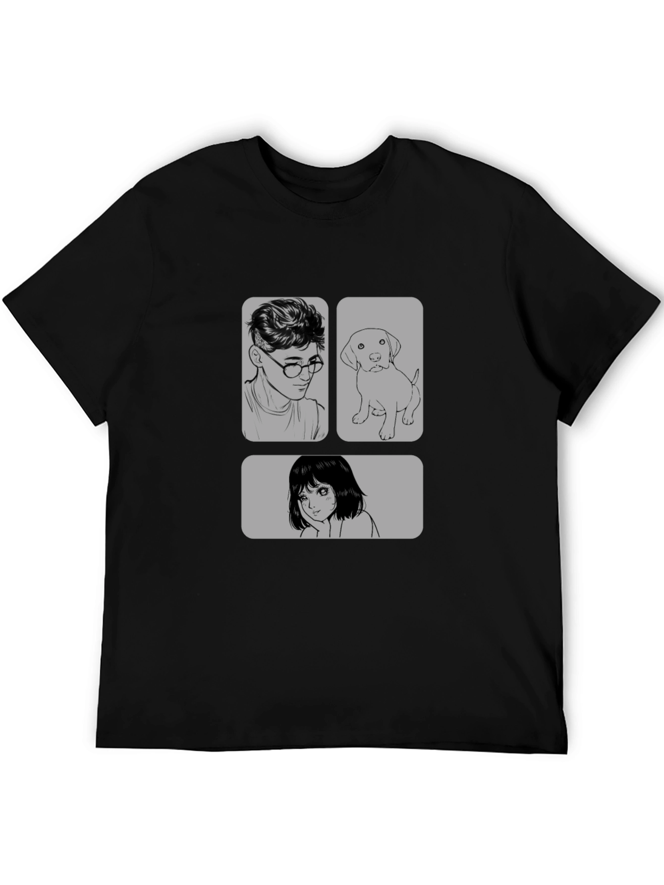Cartoon Graphic Print Black Casual T-Shirt