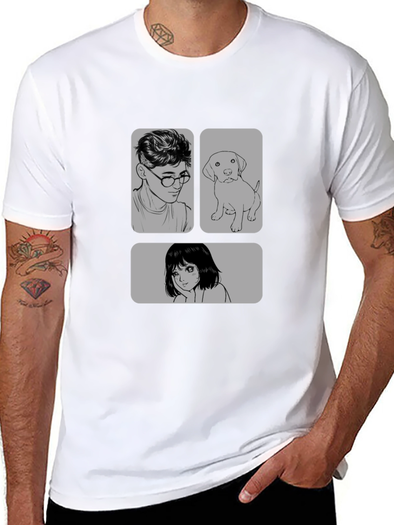 Cartoon Graphic Print Black Casual T-Shirt